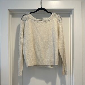 American Eagle Outfitters Cream Open-Stitch Crew Sweater